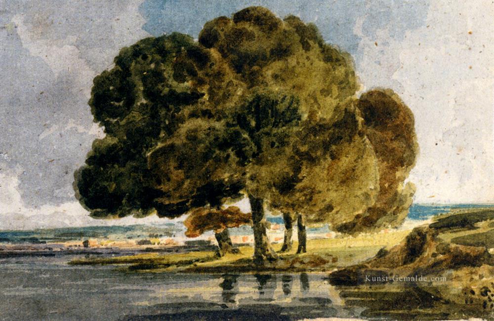 Bäume am Flussufer Aquarelle Maler Landschaft Thomas Girtin Ölgemälde